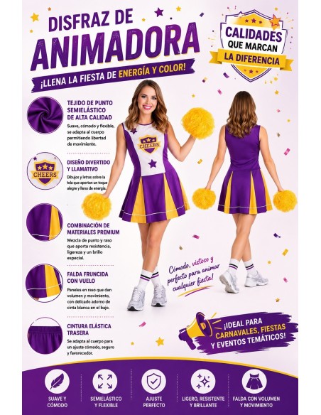 Fantasia de animadora tamanho M | Fantasias para Adultos O Rei do Carnaval
